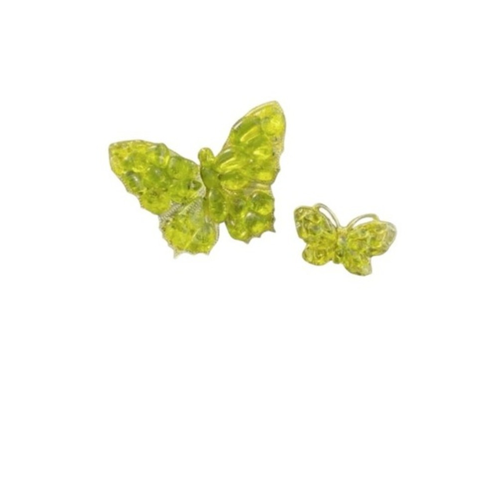 Vintage Butterfly Brooches Green Crystal Stone Gold Tone Metal Pins Set‎